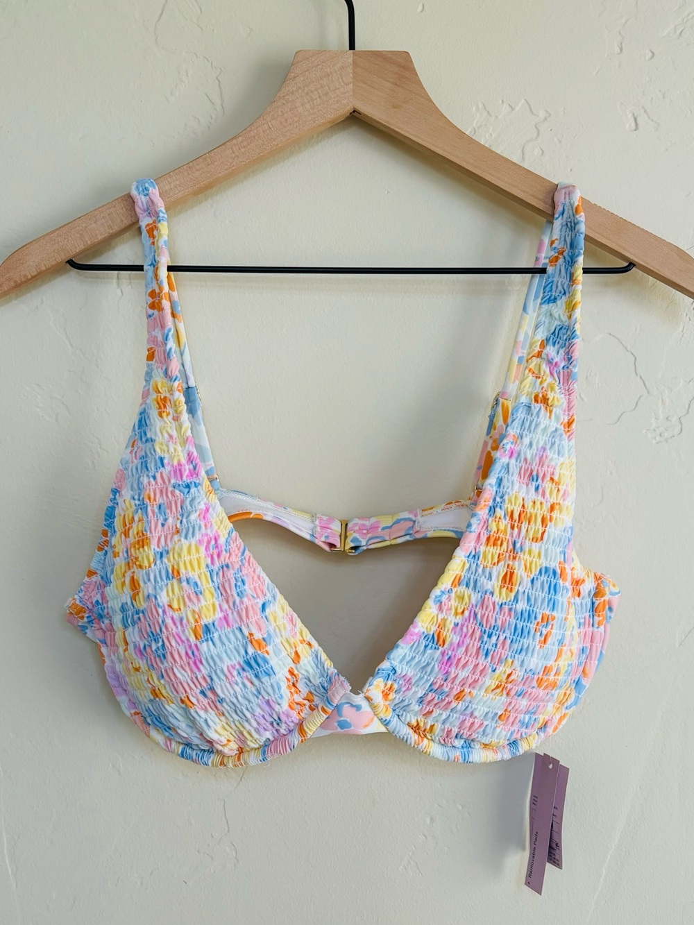 Wild Fable Smocked Floral Print Underwire Bikini Top Size Large NWT